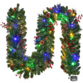 Christmas Garland With Lights 9FT, Battery Powered 8 Lighting Modes 50 LED Light