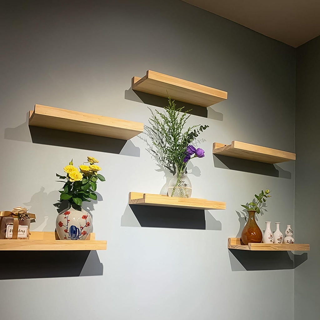 Floating Wall Shelves 2-Pack 30cm Oak Picture Ledge Display Shelf for Wall – Oak