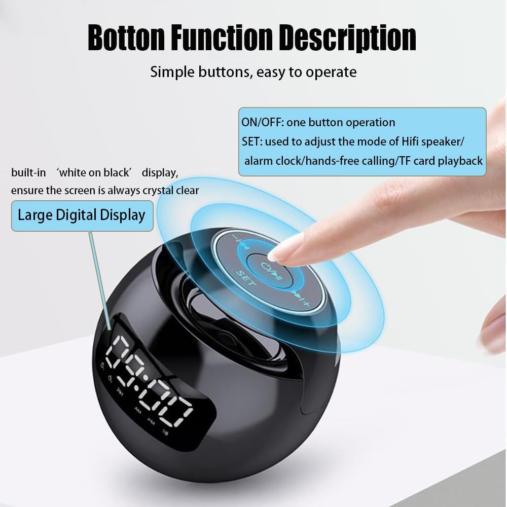 Aiworth Wireless Bluetooth Speaker Alarm Clock - 2-in-1 Digital