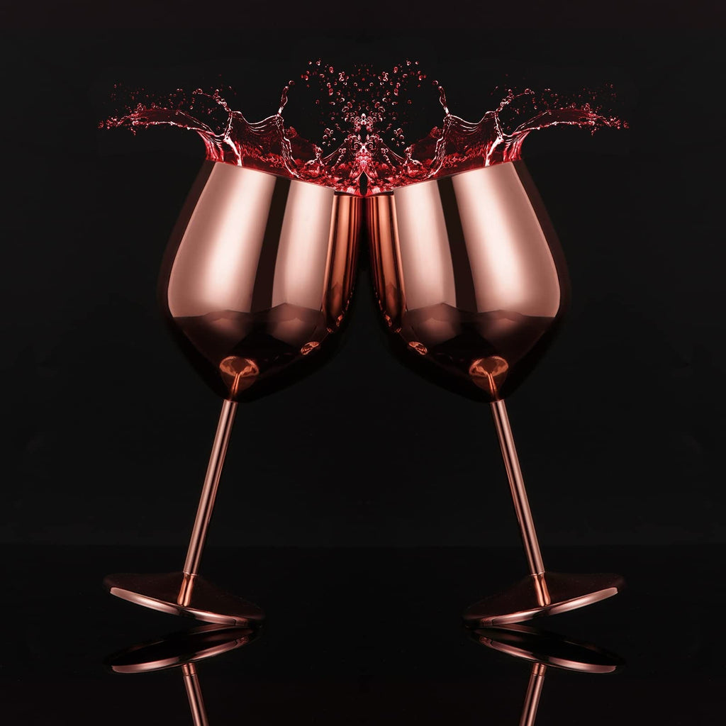 18oz 550ml Stainless Steel Wine 2 Glasses Unbreakable Goblets for Travel Camping