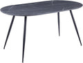 Oval Dining Table with Grey Marble Effect Top and Black Metal Legs