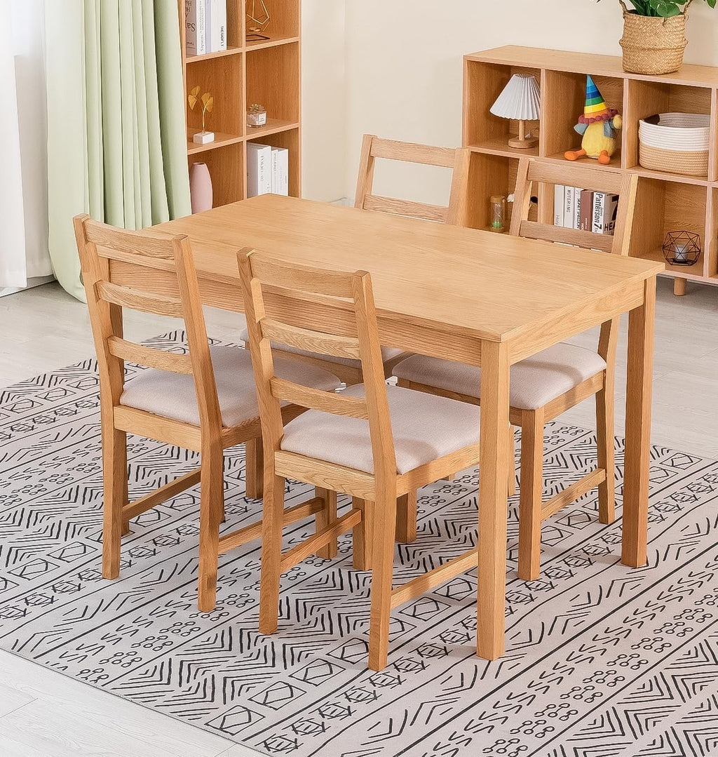 Oak Small Dining Table and Chairs Set 4, Rectangular