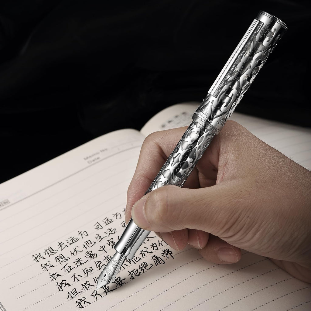 Hongdian D1 Piston Fountain Pen Extra Fine Nib, Hollow Skeleton & Resin Pen