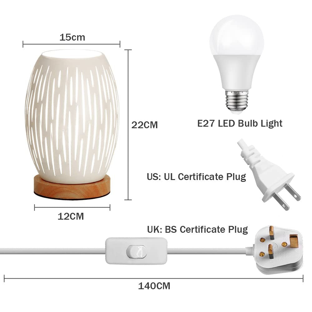 Metal Lampshade Bedside Table Lamp Wooden Base Bedroom Lamp Decorative