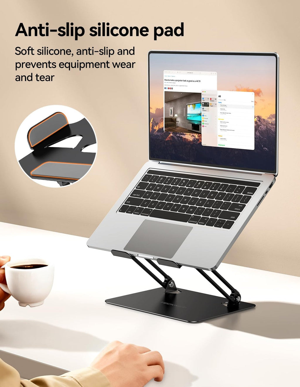 Laptop Stand Adjustable Metal Riser for 11–17.3in Laptops Ergonomic Portable