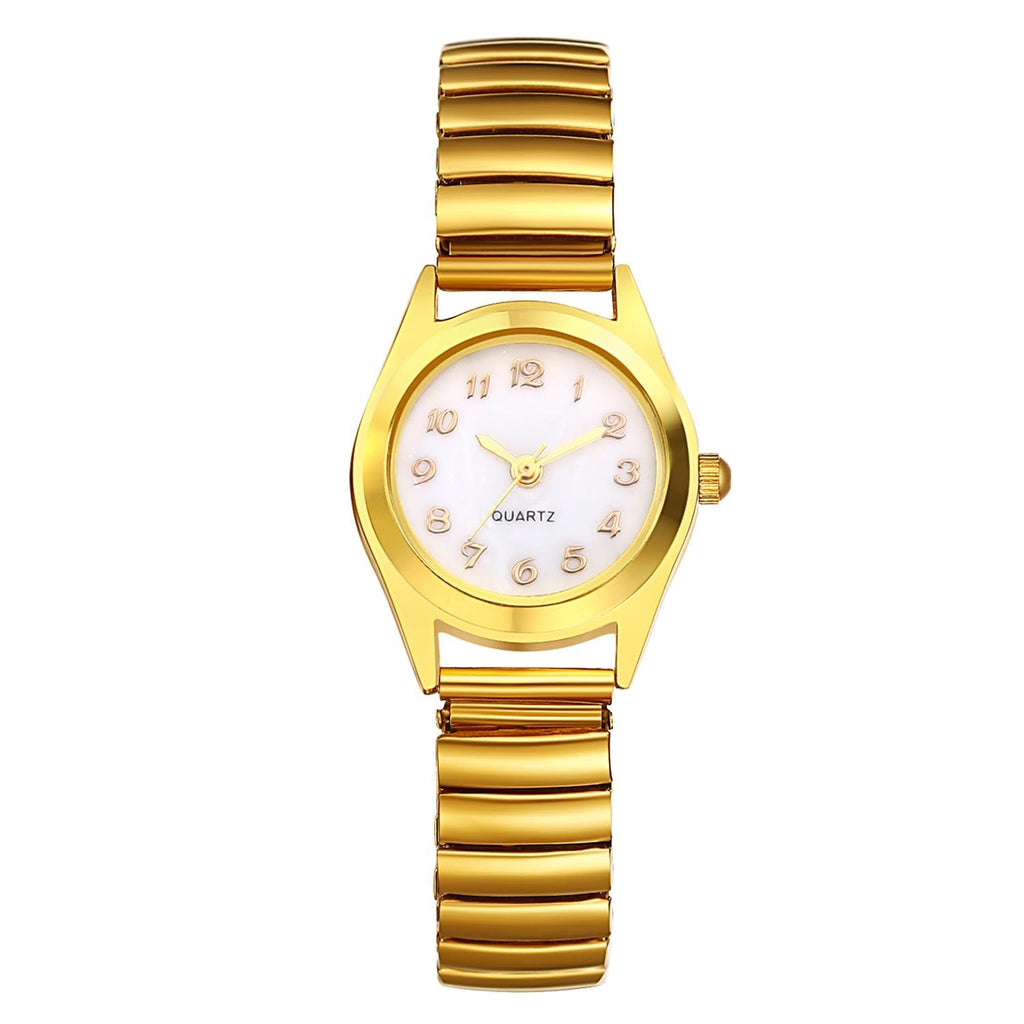 Avaner Women's Elastic Strap Quartz Watch Easy Reader Bangle Wristwatch – Gold