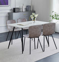Dining Table, White Marble Effect Top Small Kitchen Table with Metal Legs