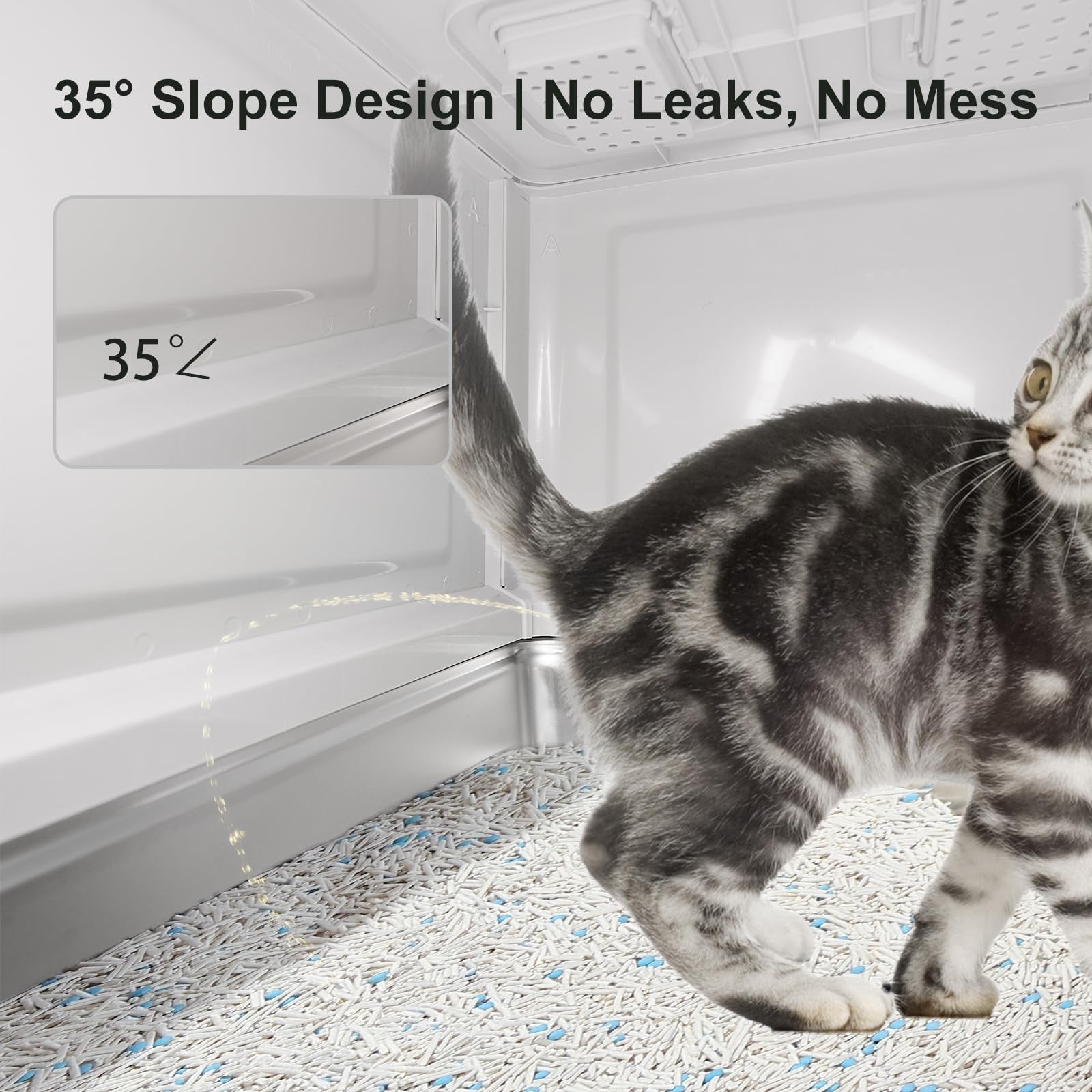 Stainless Steel Enclosed Cat Litter Box XL Leak-Proof Lid Drawer Odor Resistant