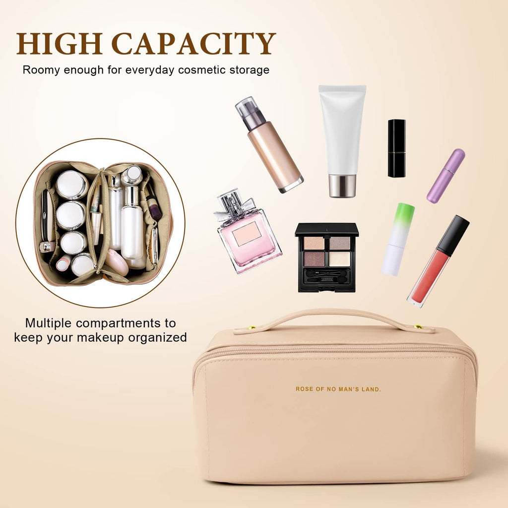 Aucuu Premium PU Cosmetic Bag Travel Bag, Large Capacity Waterproof Zipper bag
