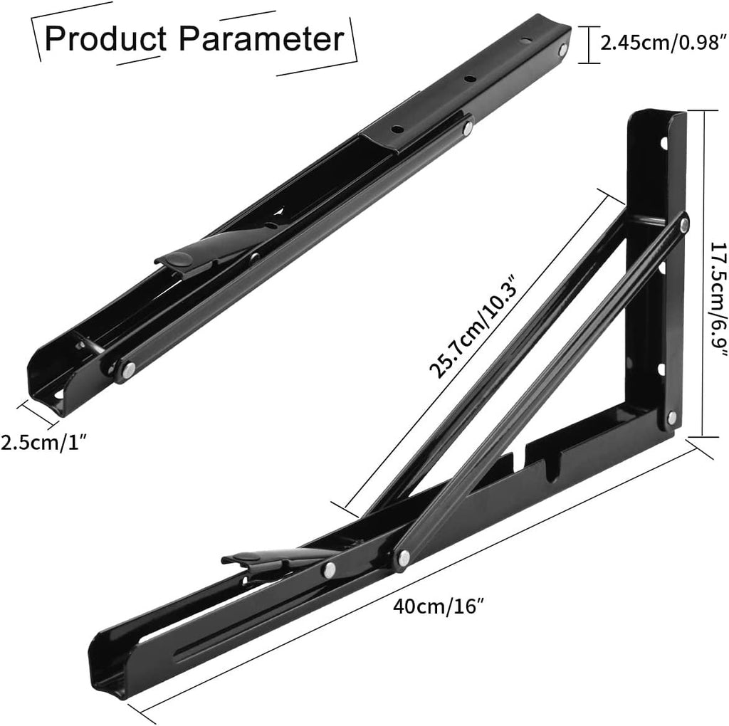 YUMORE Folding Shelf Bracket 40cm,Heavy Duty Collapsible Brackets Shelf Support