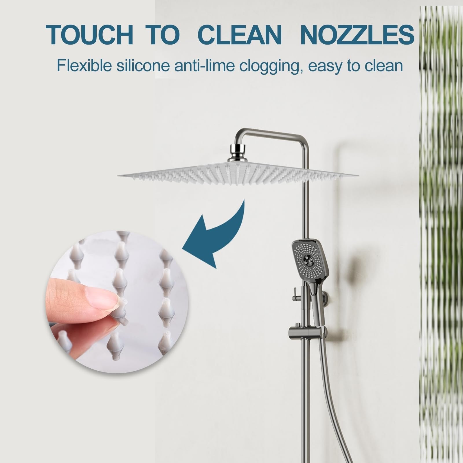 Rain Shower Head 12 inch Square Large Rainfall Overhead Fixed Shower Head