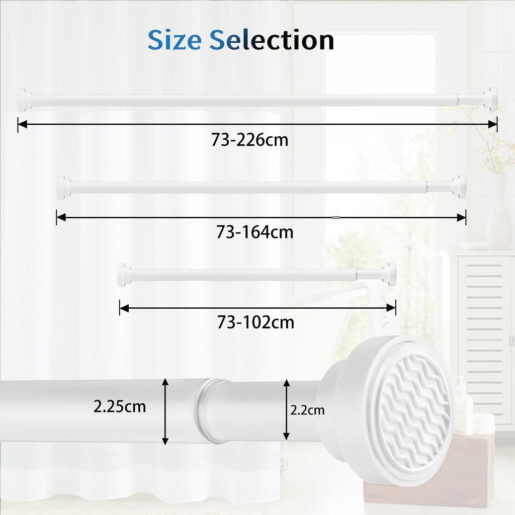 Extendable Shower Curtain Tension Rod 76-226cm,Telescopic Curtain Rod