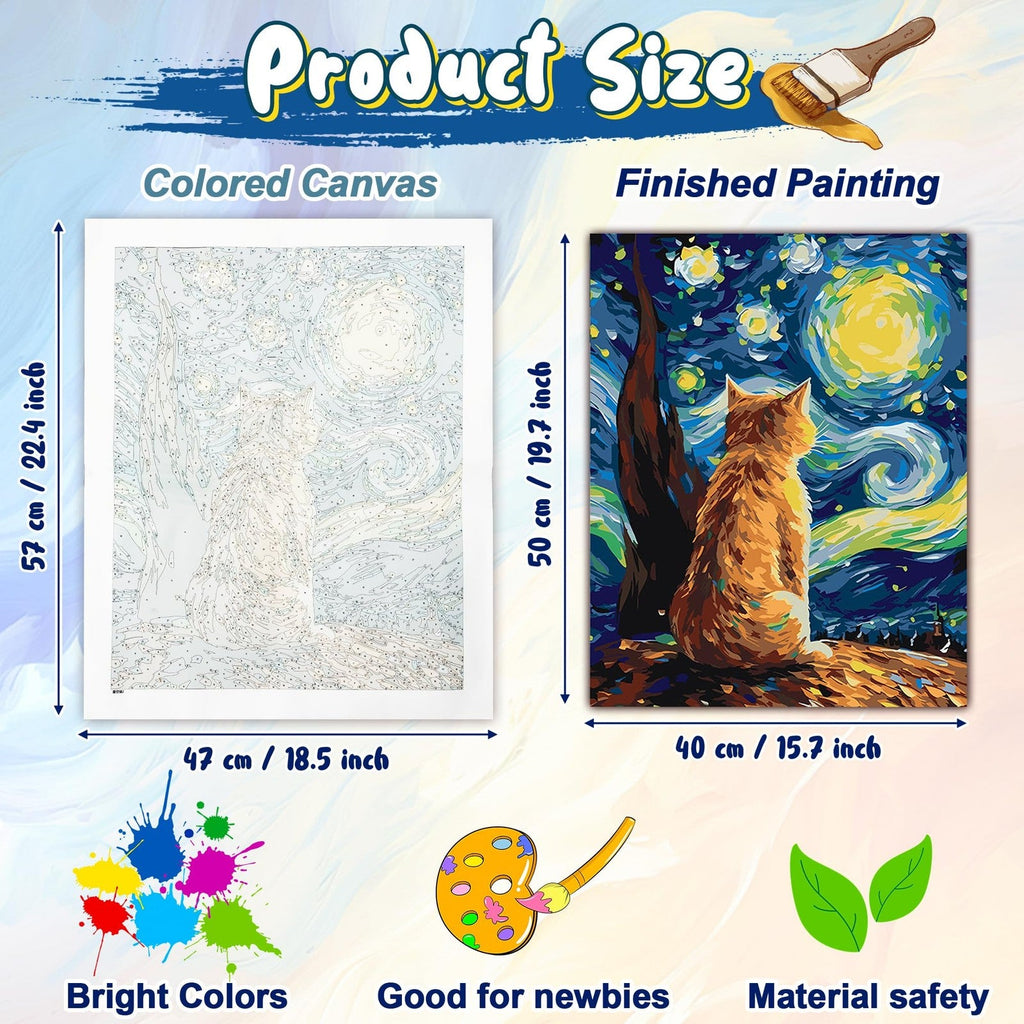GwaOery Paint by Numbers Kits for Adults, Cat DIY Color Oil Painting Acrylic
