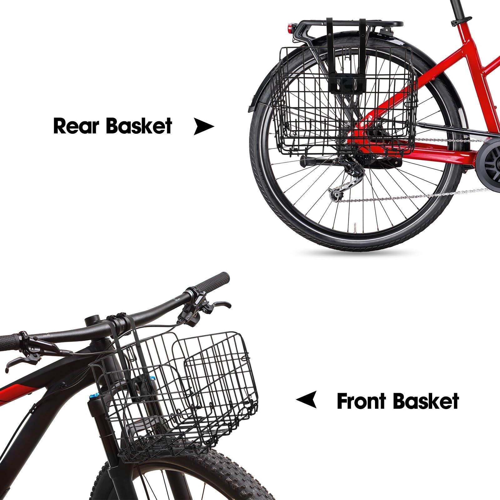 Folding Front Bike Basket Removable Cargo Basket for Bicycle – Black