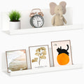 White Floating Shelves Set of 2 Wall Mounted for Display  - WELDUN