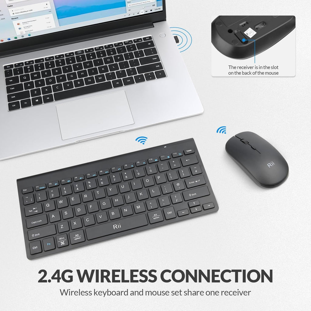 Rii Wireless Keyboard and Mouse, Ultra Slim 2.4G Keyboard