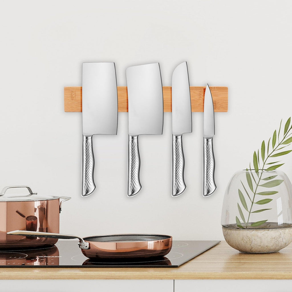 Vencier Bamboo Magnetic Knife Holder - Powerful 40cm Magnet - Organize Knives