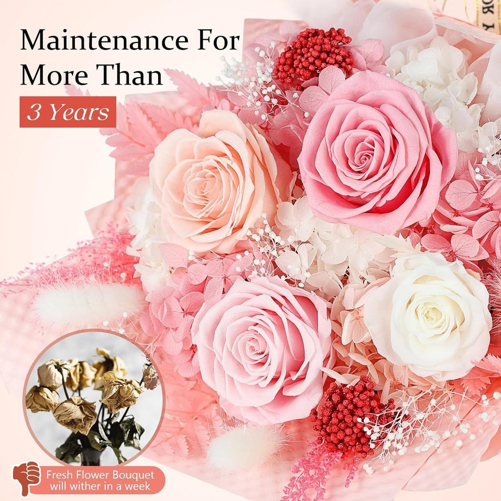 Real Roses Bouquet Forever Flowers Eternal Preserved Gifts for Woman