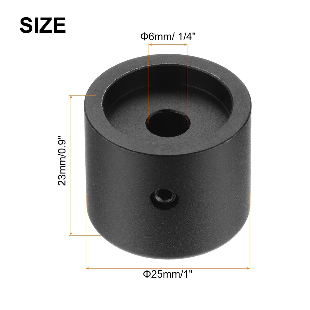 Guitar Knobs Metal Volume Tone Control Dome 6mm x 25mm – Black