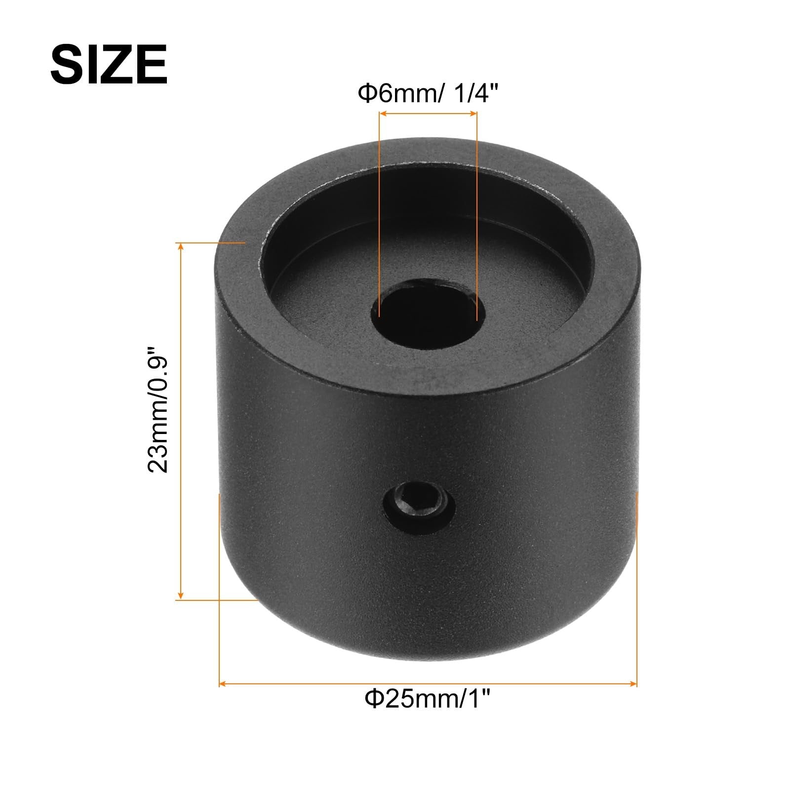 Guitar Knobs Metal Volume Tone Control Dome 6mm x 25mm – Black