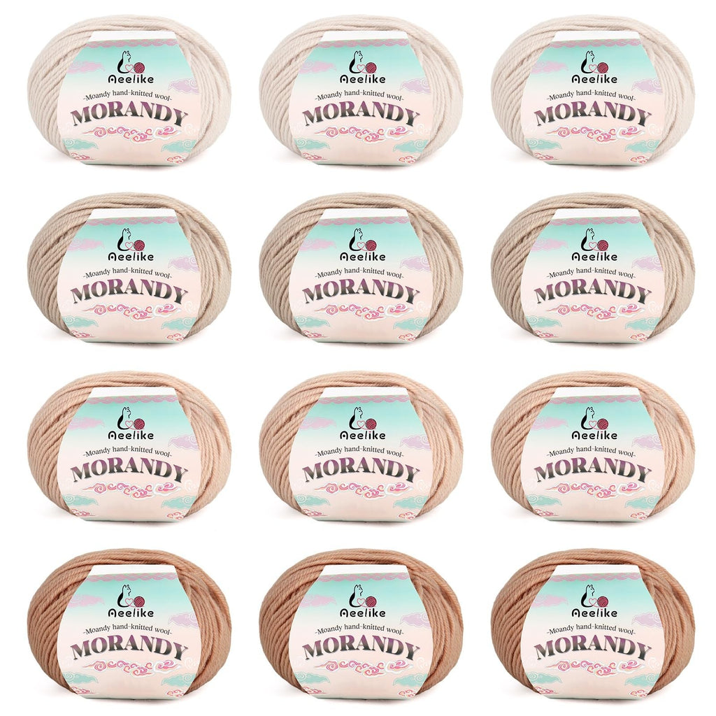 Knitting Yarn 12 Pack Double Acrylic Wool 50g – Camel Shades