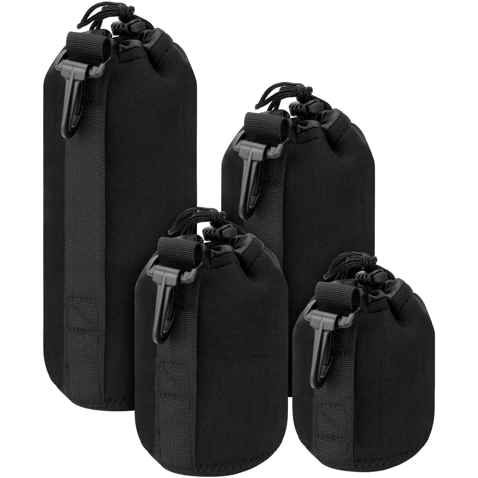 BELLE VOUS 4 Pack of Black Protective Camera Lens Pouch Bags