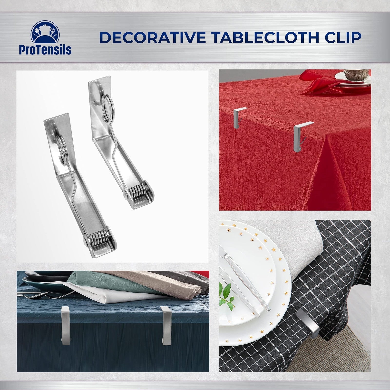 6Pcs Table Cloth Clips for Outside Table - Stainless Steel