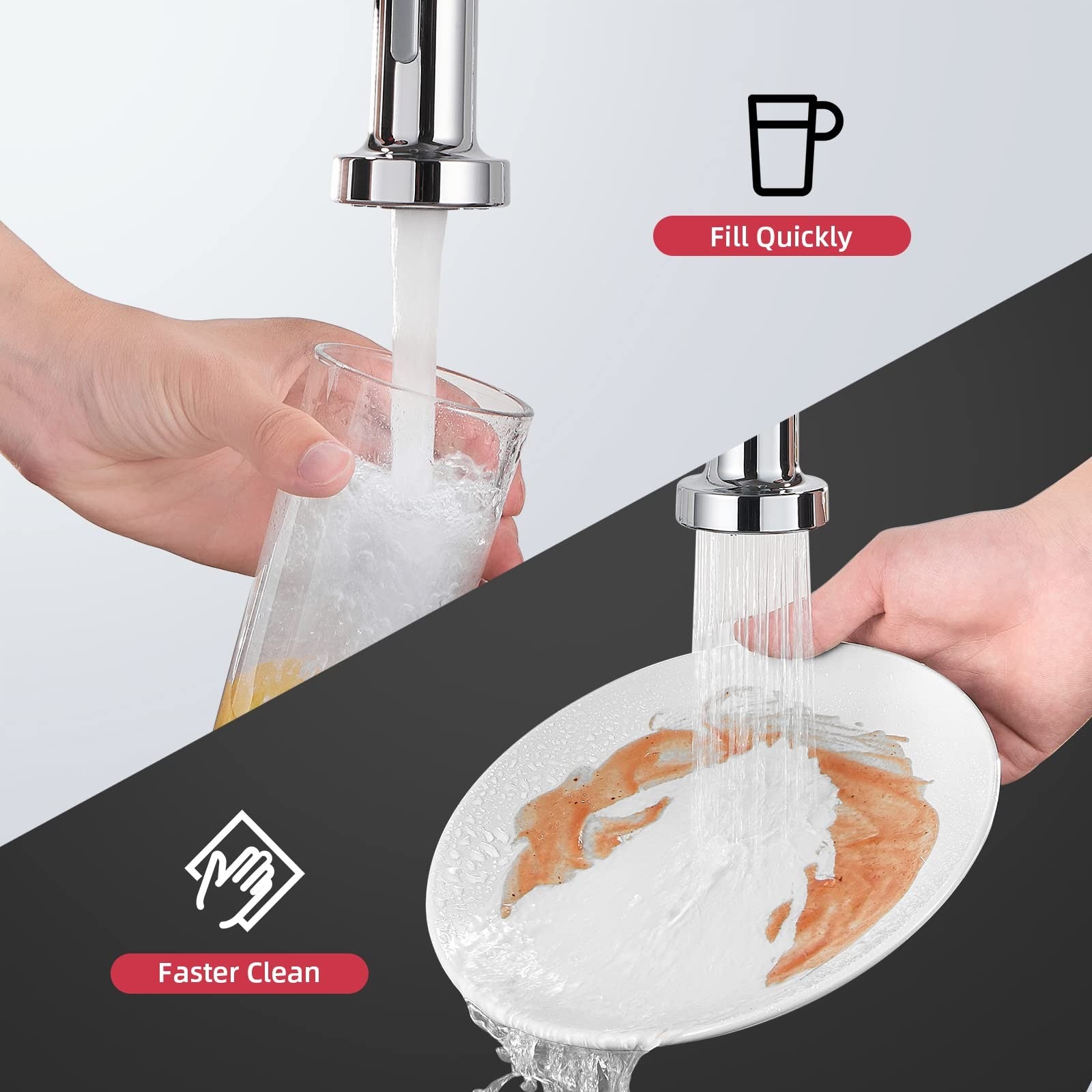 Cobbe Kitchen Sink Mixer Tap, Spring Faucet with Pull Down