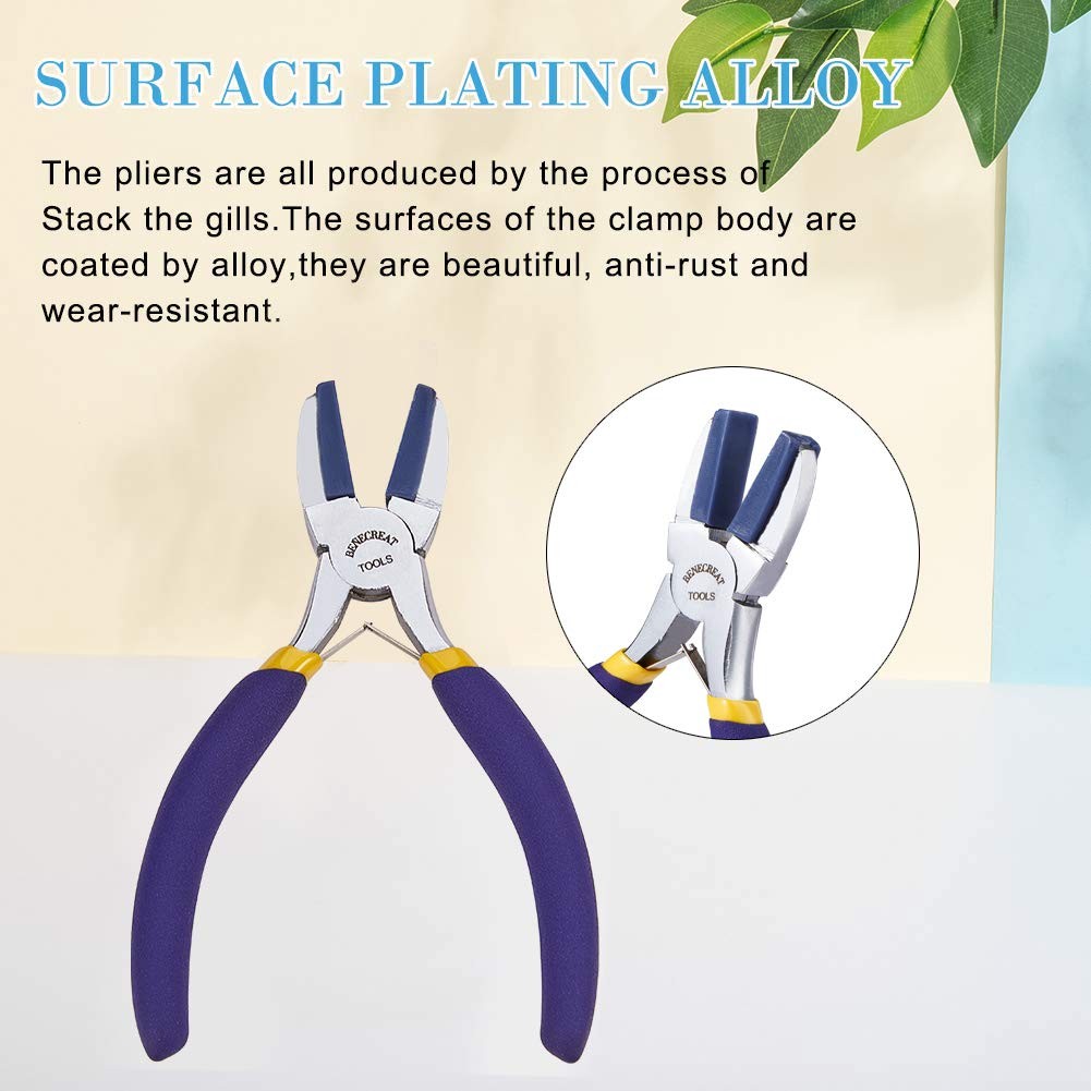 BENECREAT Double Nylon Jaw Flat Nose Pliers Mini Steel Wire Forming Pliers