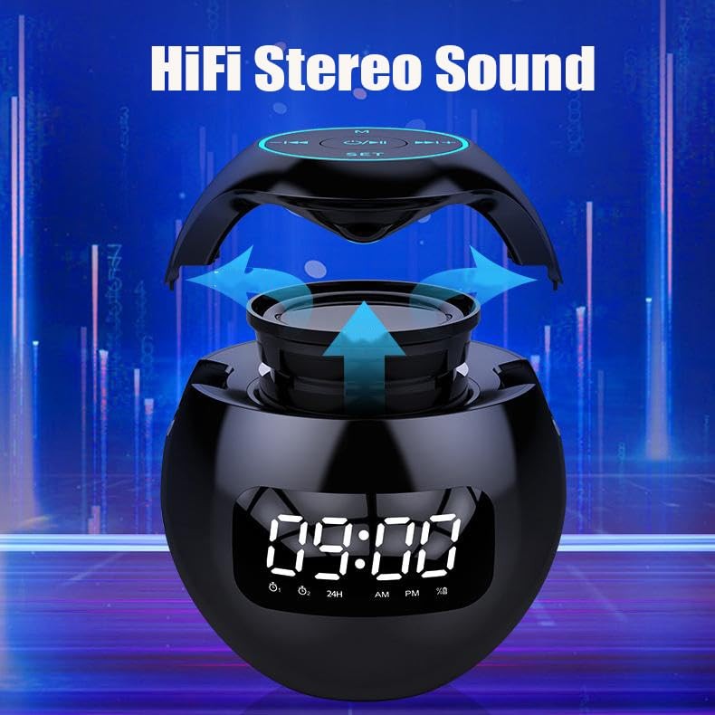 Aiworth Wireless Bluetooth Speaker Alarm Clock - 2-in-1 Digital