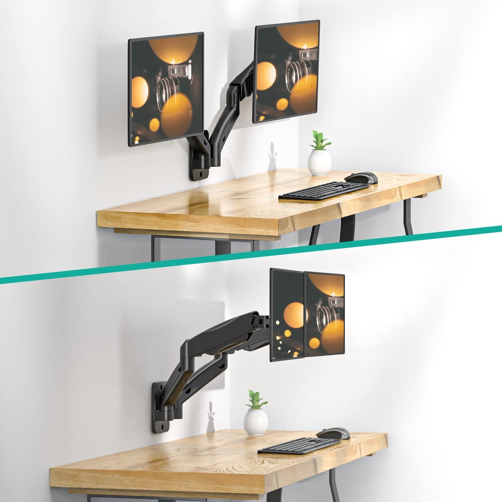Dual Monitor Wall Mount for Screen up to 32 Inch & 9 kg Fully Adjustable Double