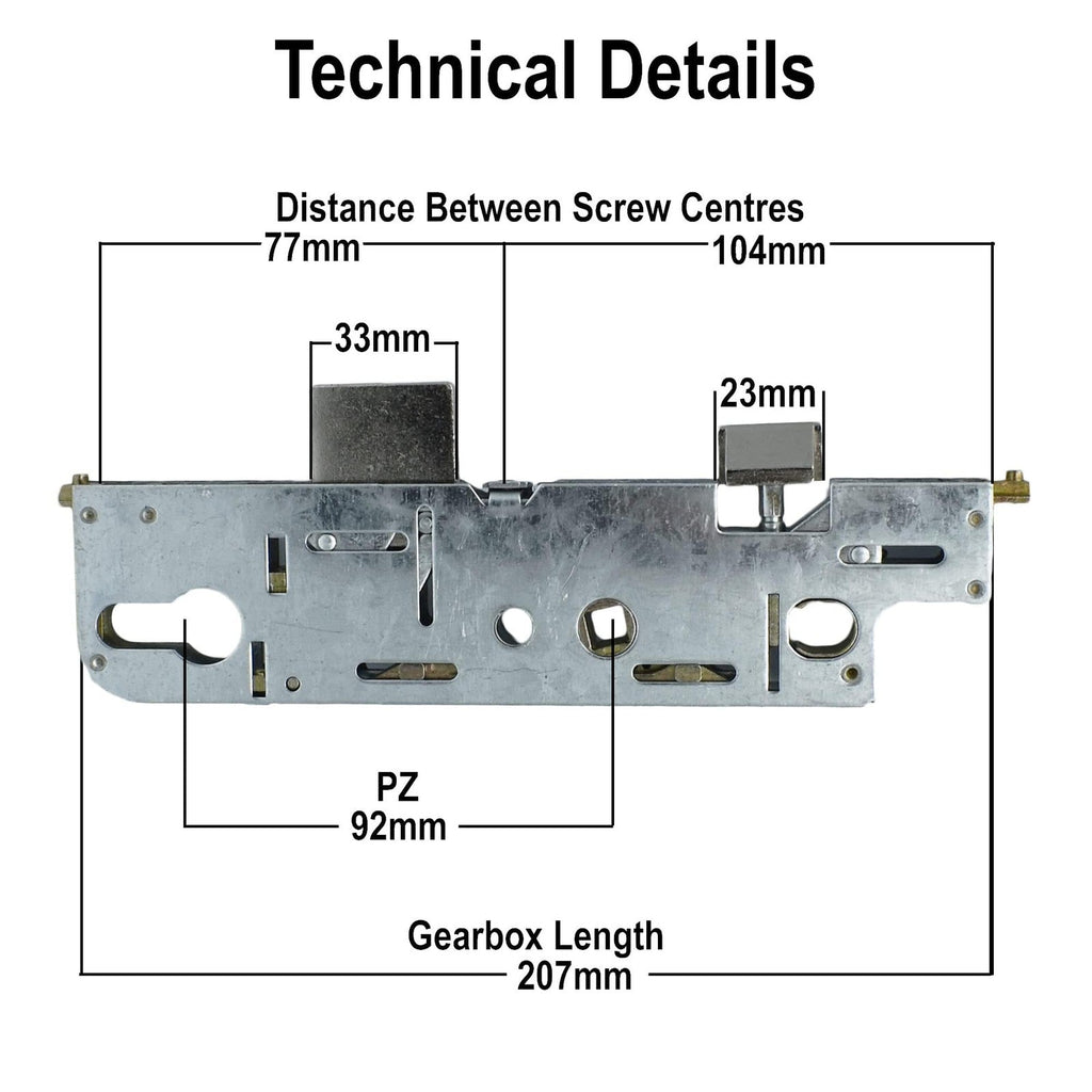 GU 35mm uPVC Door Lock Centre Case Gearbox – Silver
