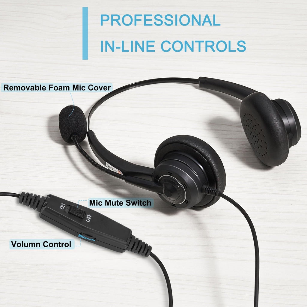 Arama RJ9 Telephone Headset with Microphone Noise Cancelling Office RJ9