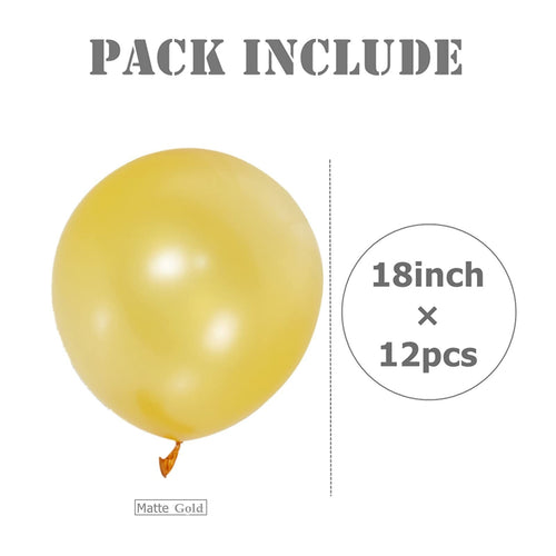 18-inch Gold Balloons 12pcs Thick Latex Party & Event Balloons