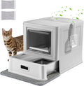 Matchup Enclosed Stainless Steel Cat Litter Box with Lid & Drawer Design
