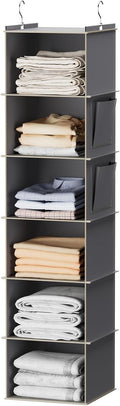 Hanging Closet Organiser 6 Shelves with Side Pockets – Grey