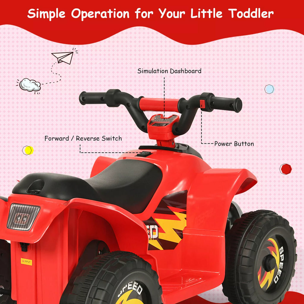 6V Kids Ride-On ATV Quad Battery Powered Toy Red