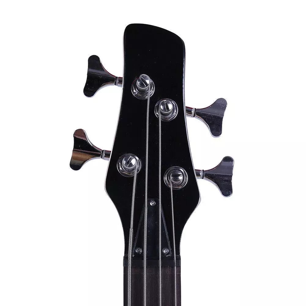 4-String Natural Wood Electric Bass Guitar with 34" Scale, Cable & Tool