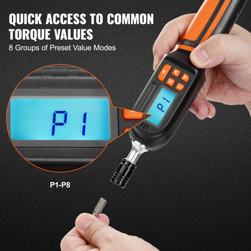 Digital Torque Wrench Set 1/4" with Adjustable Bits & Carrying Case