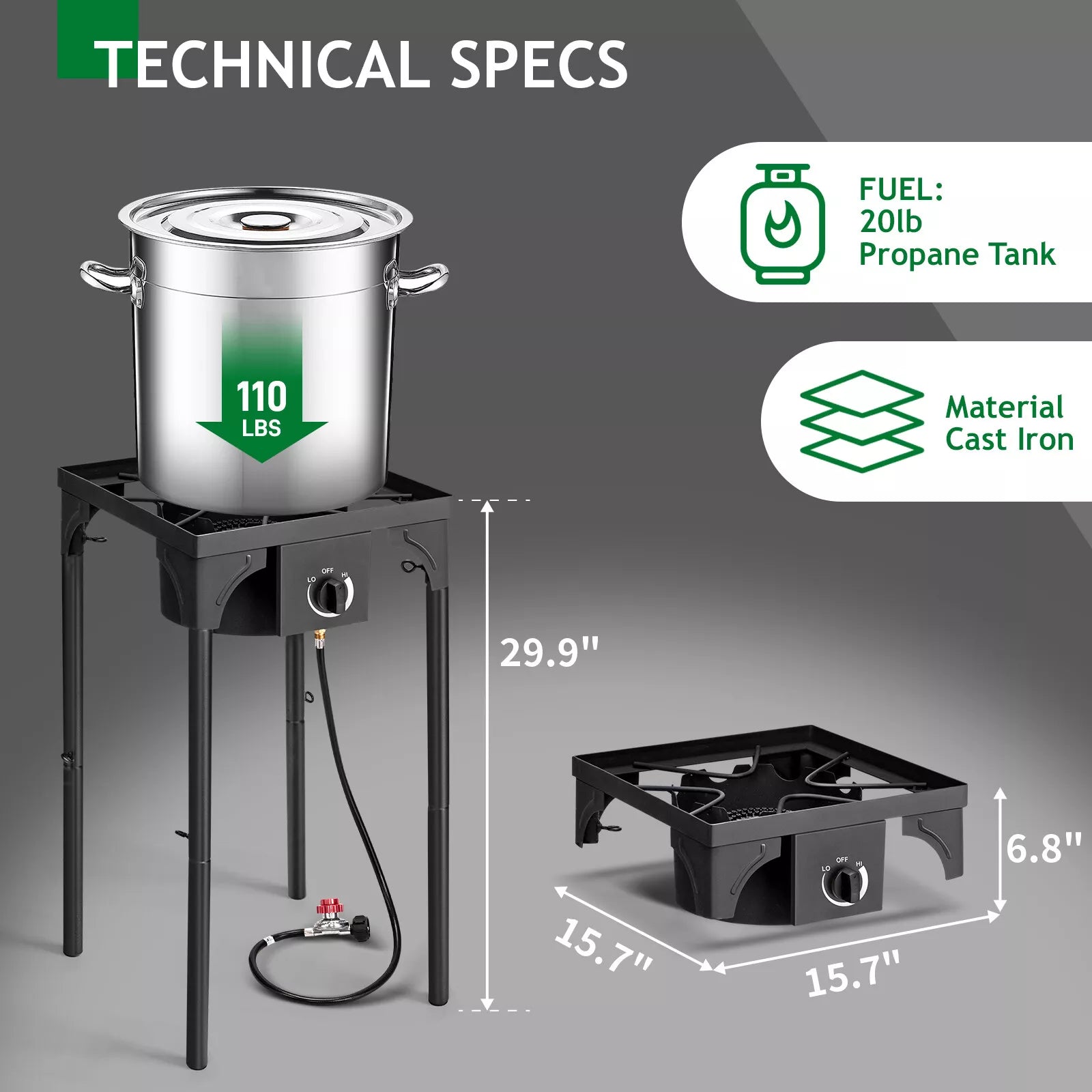75,000 BTU Portable Propane Gas Burner Stove Outdoor Camp Cooking