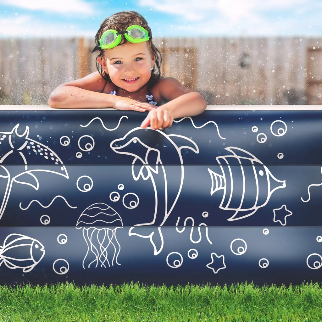 10FT Extra Large Inflatable Kiddie Pool with Thick PVC & Repair Kit