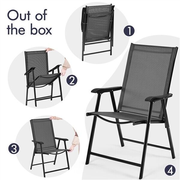Set of 2 Outdoor Folding Dining Chairs Lightweight
