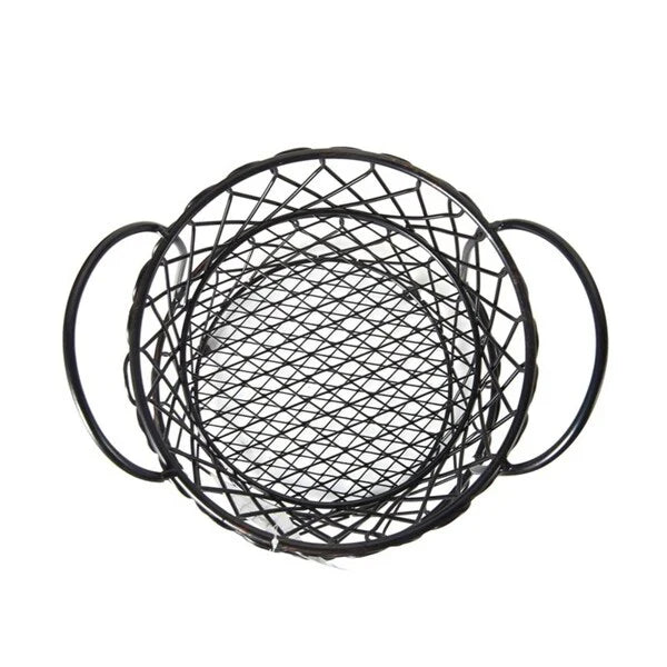 2-Tier Wrought Iron Lattice Basket with Antique Black Finish Storage