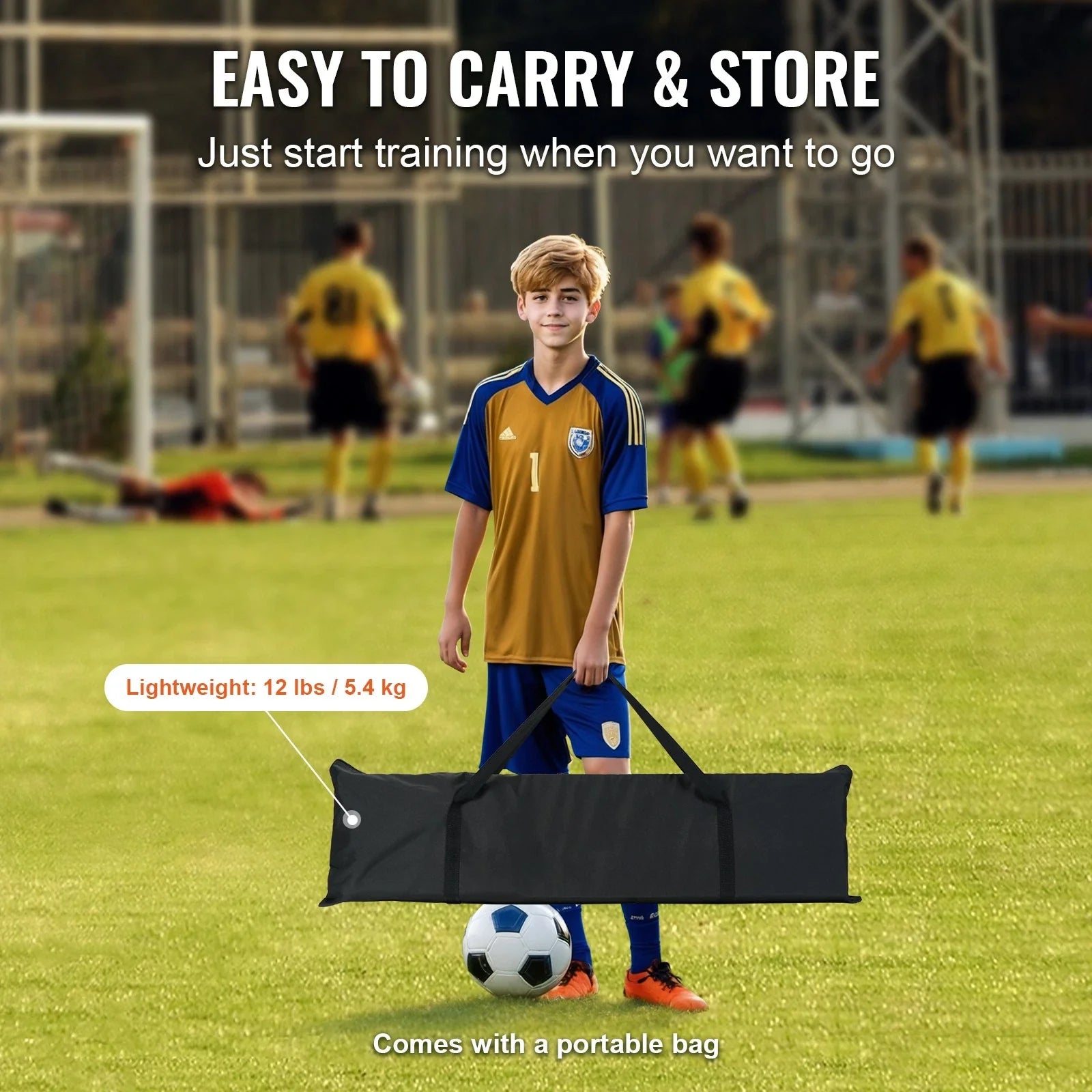 2-in-1 Soccer Rebounder Net 71"x40" with Bag for Training and Drills