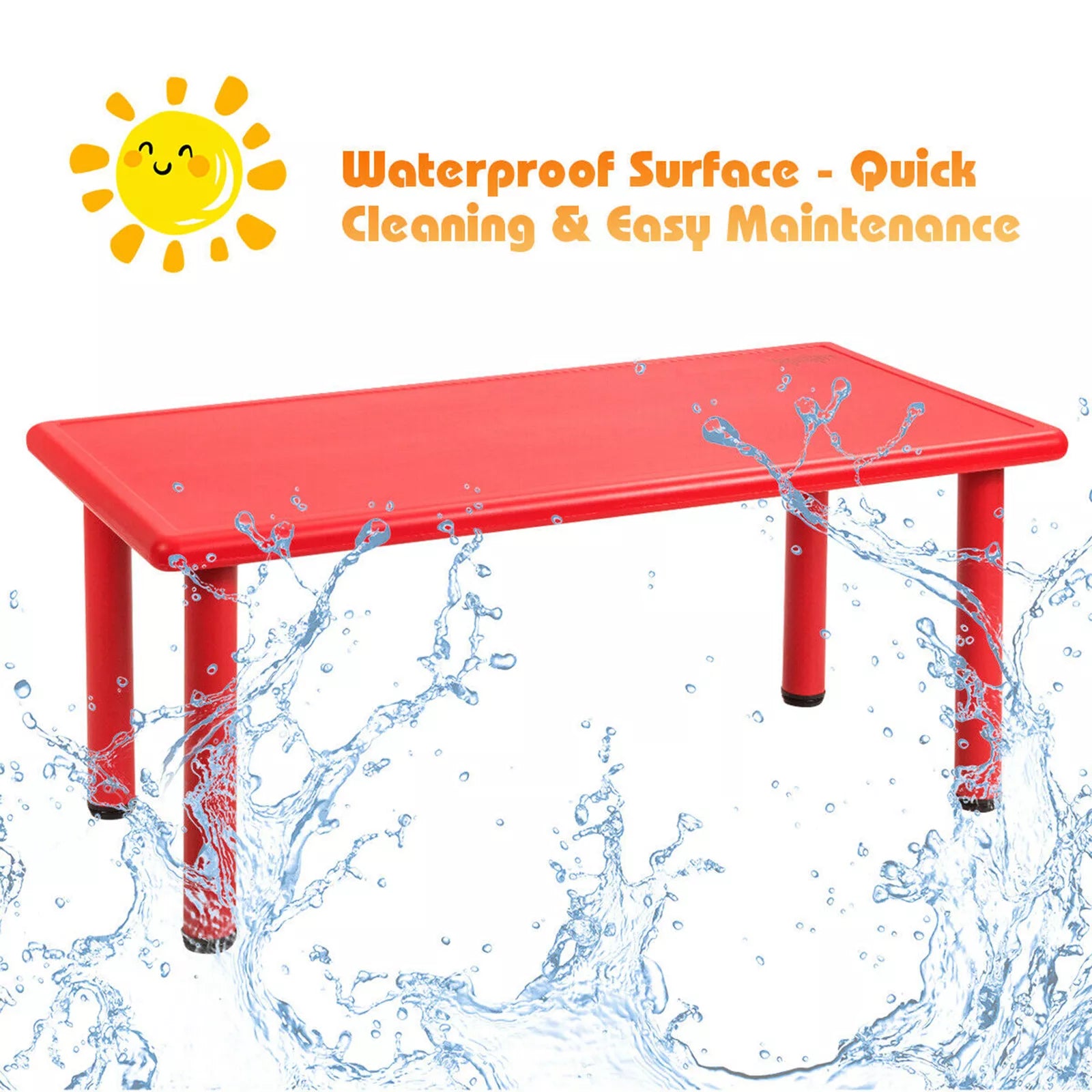 Kids Red Rectangular Play Table Home & Classroom