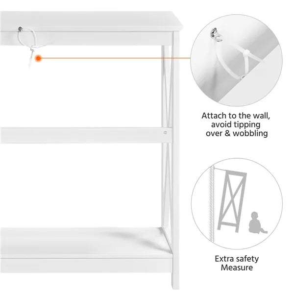 40" X-Design Console Table with Shelves for Living Room and Entryway