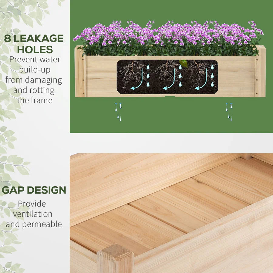 2-Tier Wooden Raised Garden Bed Planter Box Outdoors 34"x34"x28"