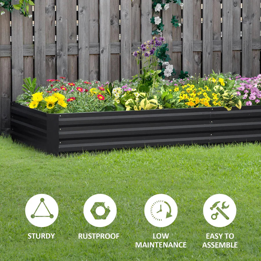 95" x 36" Metal Raised Garden Bed Galvanized Planter Box Outdoor Gardening