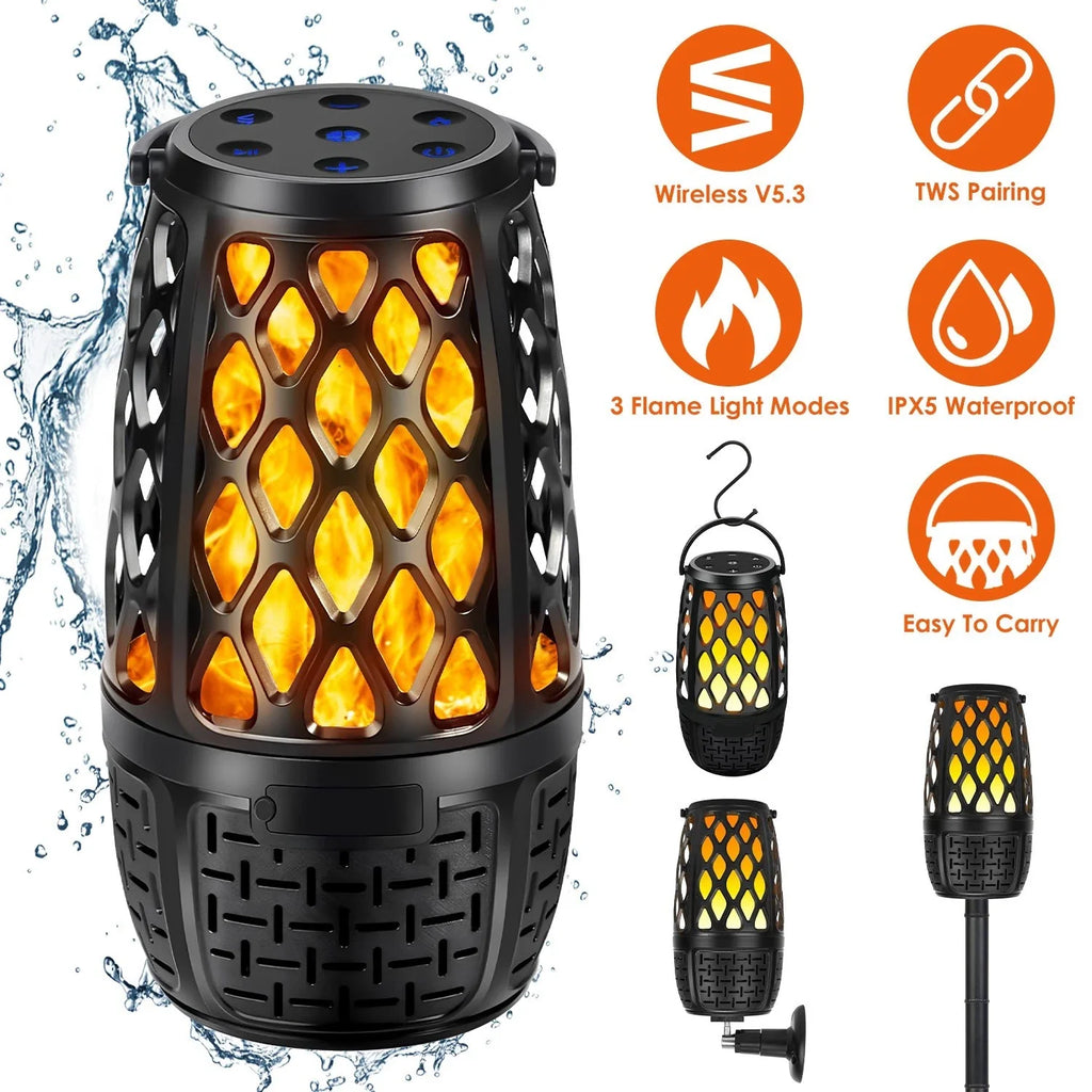 Wireless Outdoor Speaker Flame Light Lantern Mountable Waterproof
