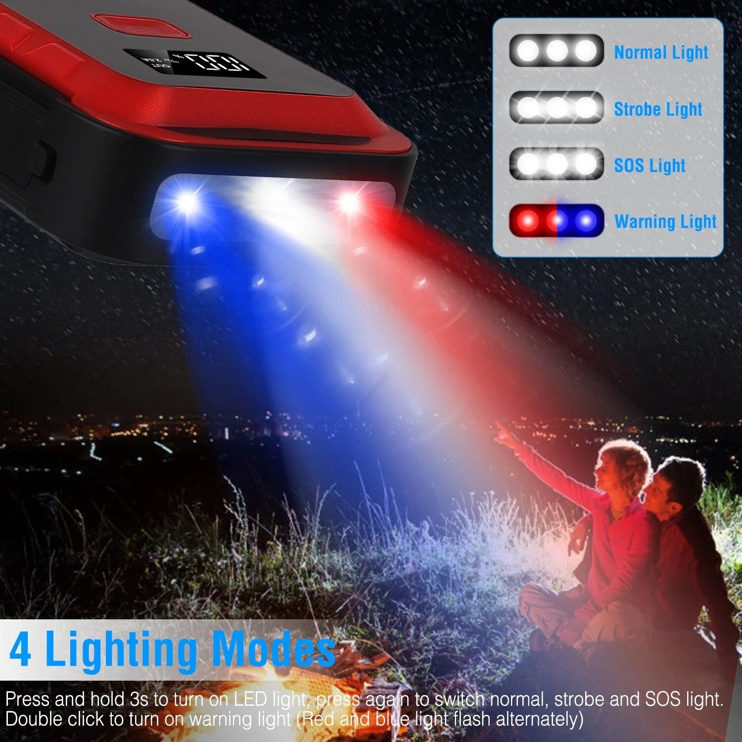 Portable 2500A Car Jump Starter 25800mAh Battery Pack USB LED Light